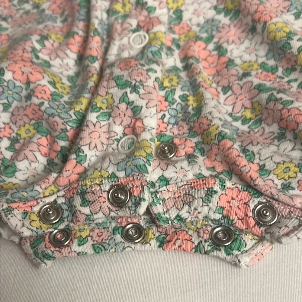 Carter's Pink and Green Floral Sleep Sacks with Ruffled Sleeves
